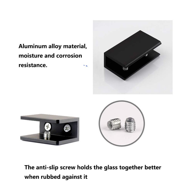 WEKBOSS Kyien Pack of 8 Aluminum Alloy Square Glass Shelf Clamp Clip Holder Support Bracket (A: Suitable for 10-12 mm Thick Glass) - Image 5